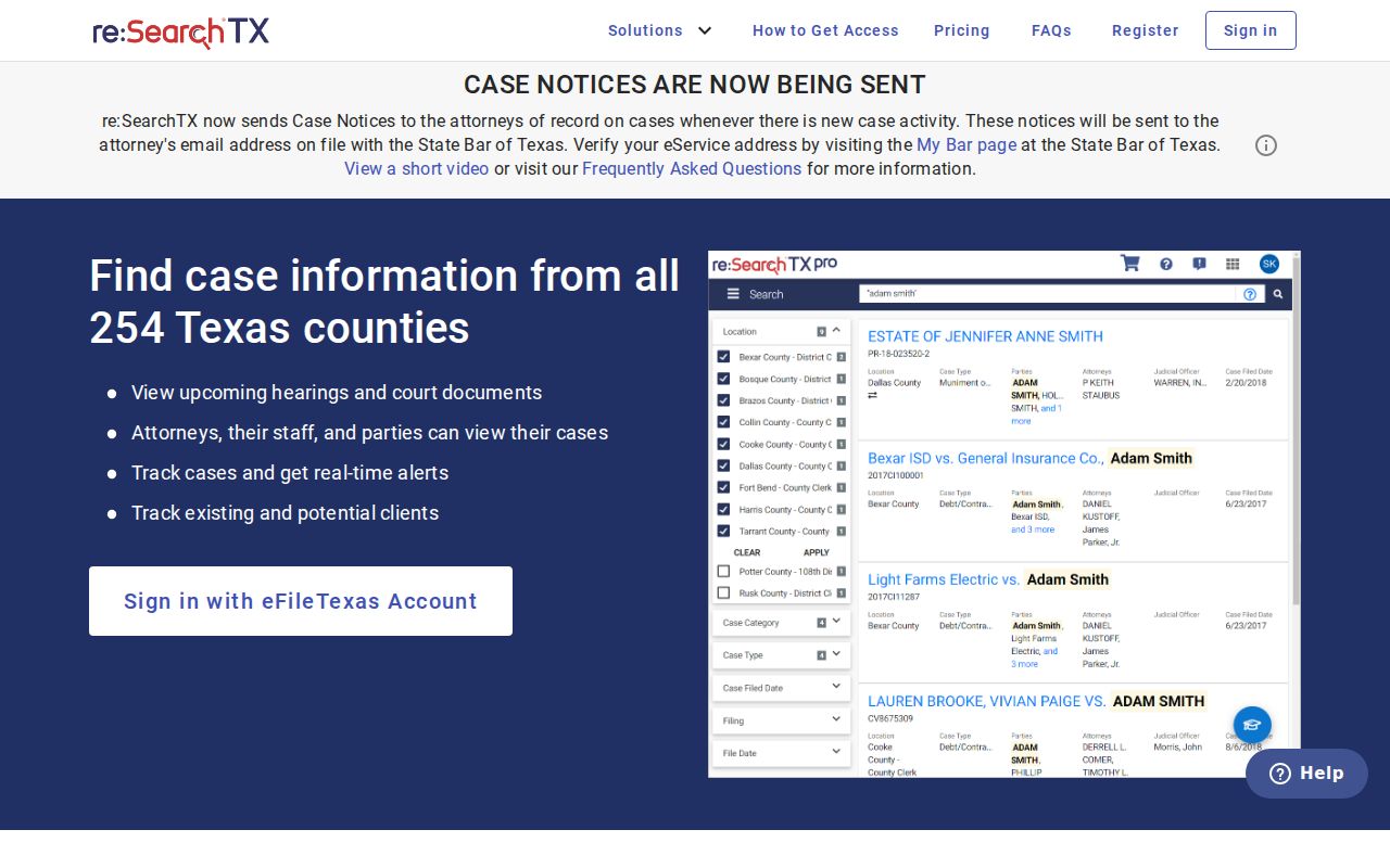 Childress County criminal court case search through re:SearchTX