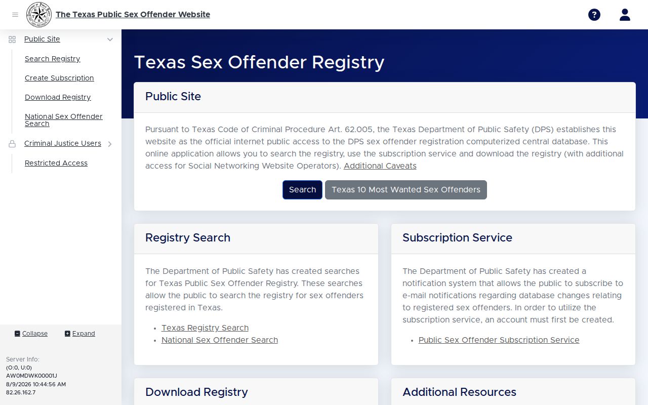 Childress County sex offender registry warnings and subscription options