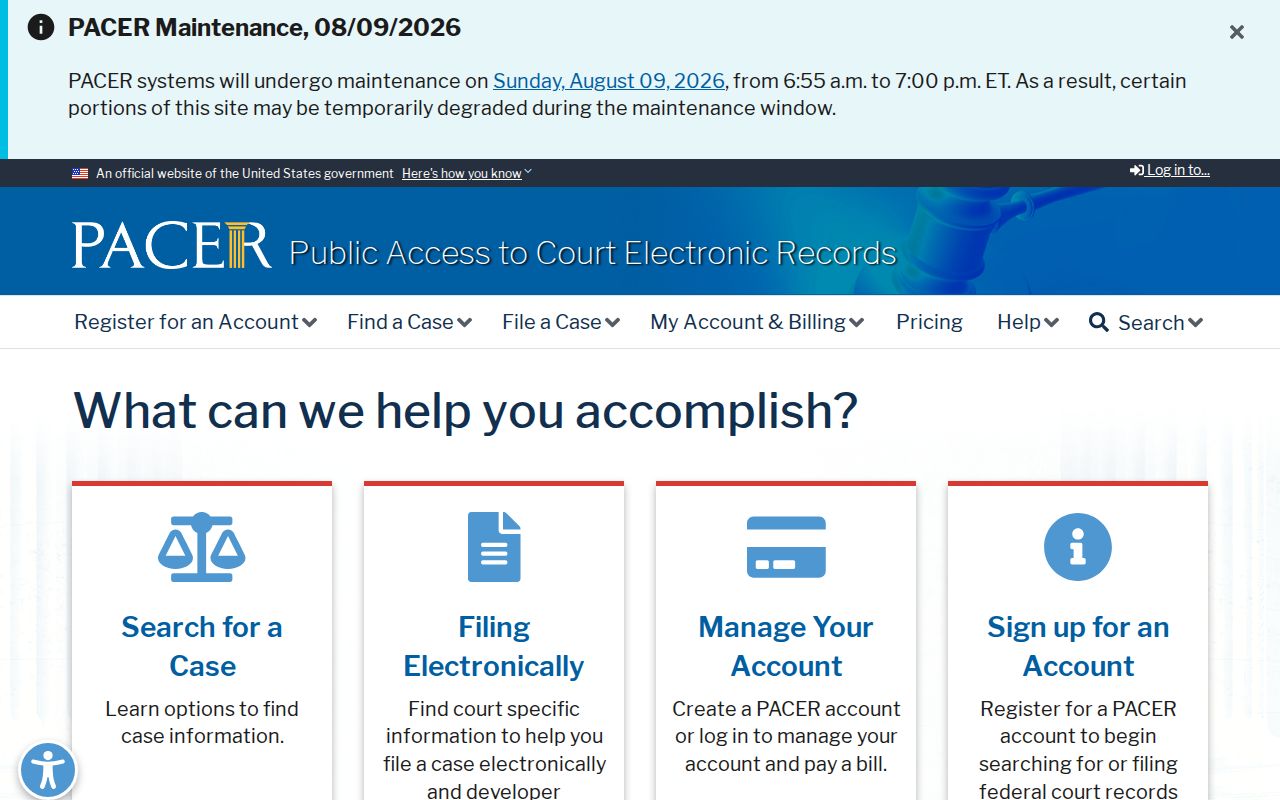 Childress County criminal history federal court PACER access