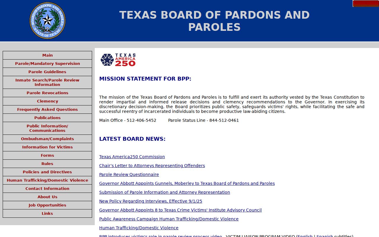 Childress County criminal history parole authority information